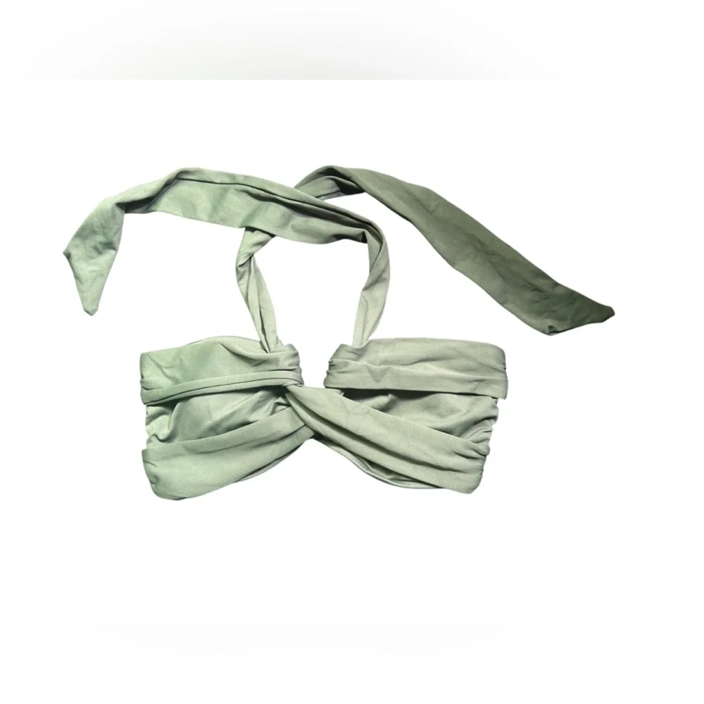 SEAFOLLY olive green Collective Halter Bandeau Bikini swim Top US size 8 NWOT - Picture 2 of 8